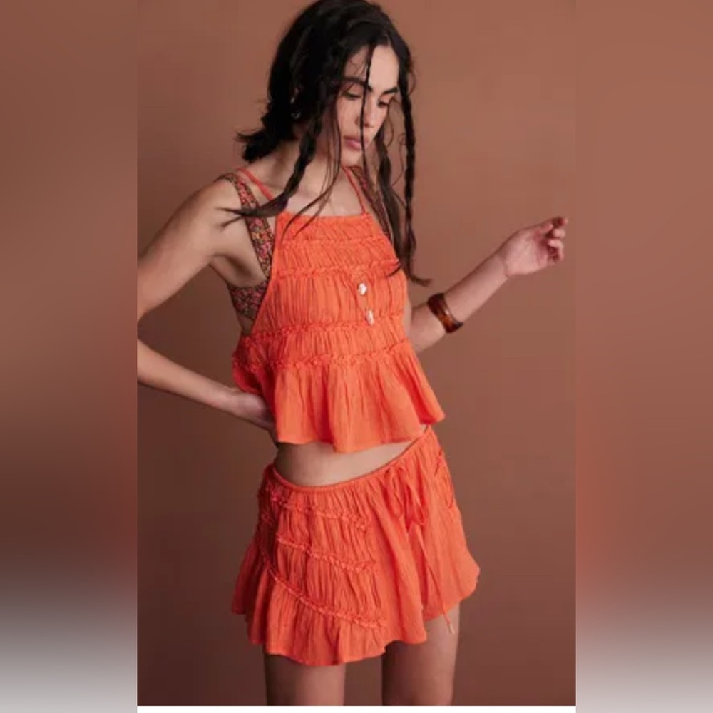 Free People Orange Tiered Maxi Dress
